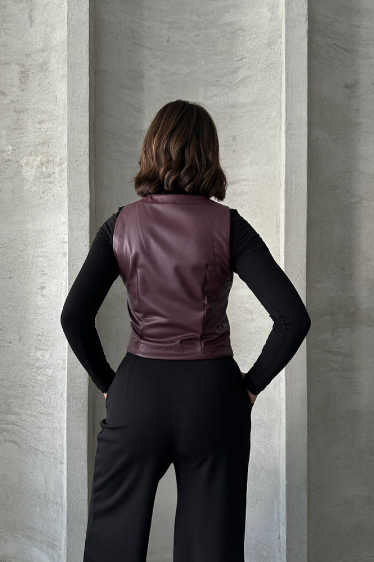 Buttoned Leather Vest