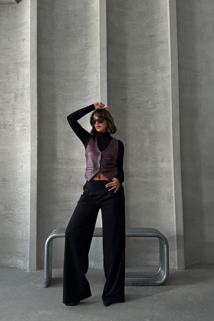 Buttoned Leather Vest