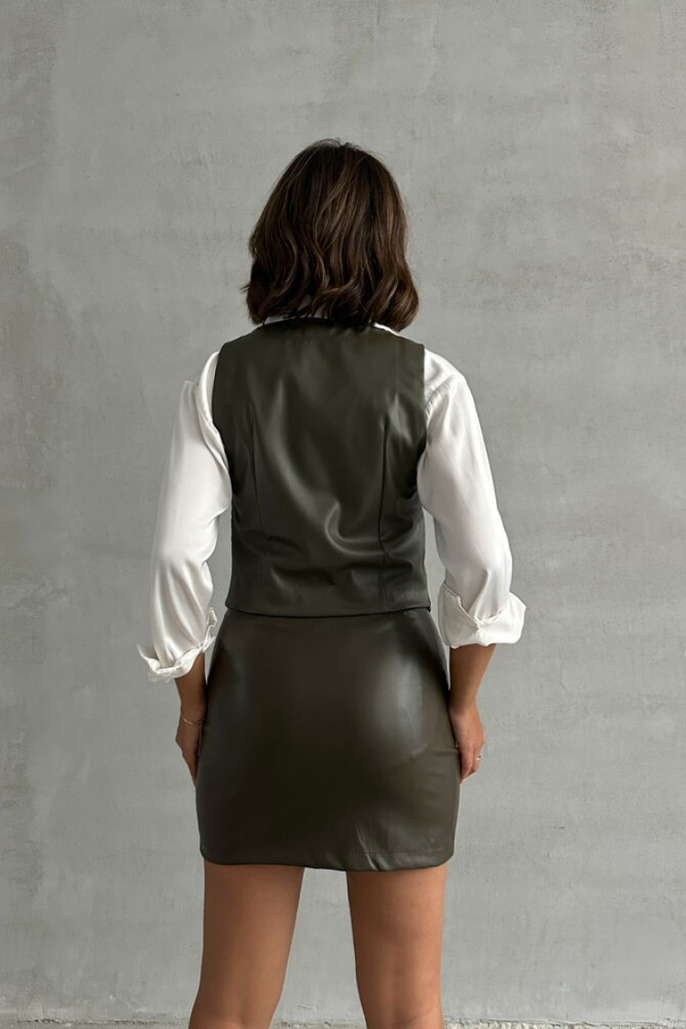 Buttoned Leather Vest