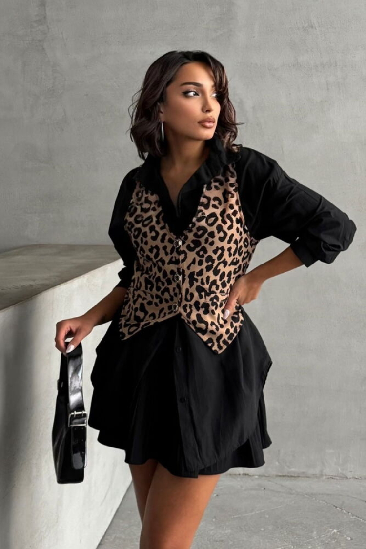 MinkLeopard Patterned Wholesale Vest - Topshow - Globality Store - Women Clothes Wholesale Turkey