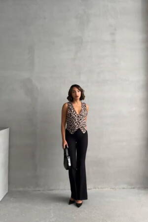 StoneLeopard Patterned Wholesale Vest - Topshow - Globality Store - Women Clothes Wholesale Turkey
