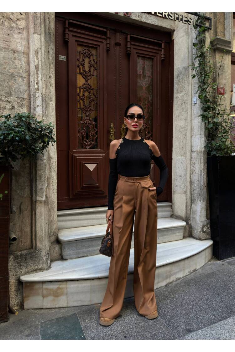 Three Button Detail Trousers
