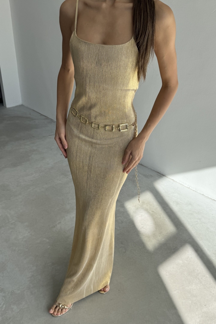 Maxi Strappy Dress - Gold