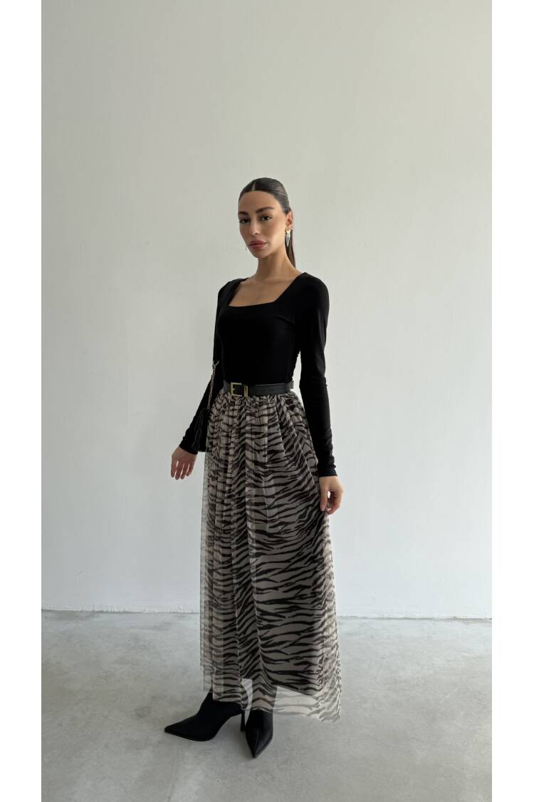 Tulle Maxi Skirt - Gray - Cream Rouge - Globality Store - Women Clothes Wholesale Turkey
