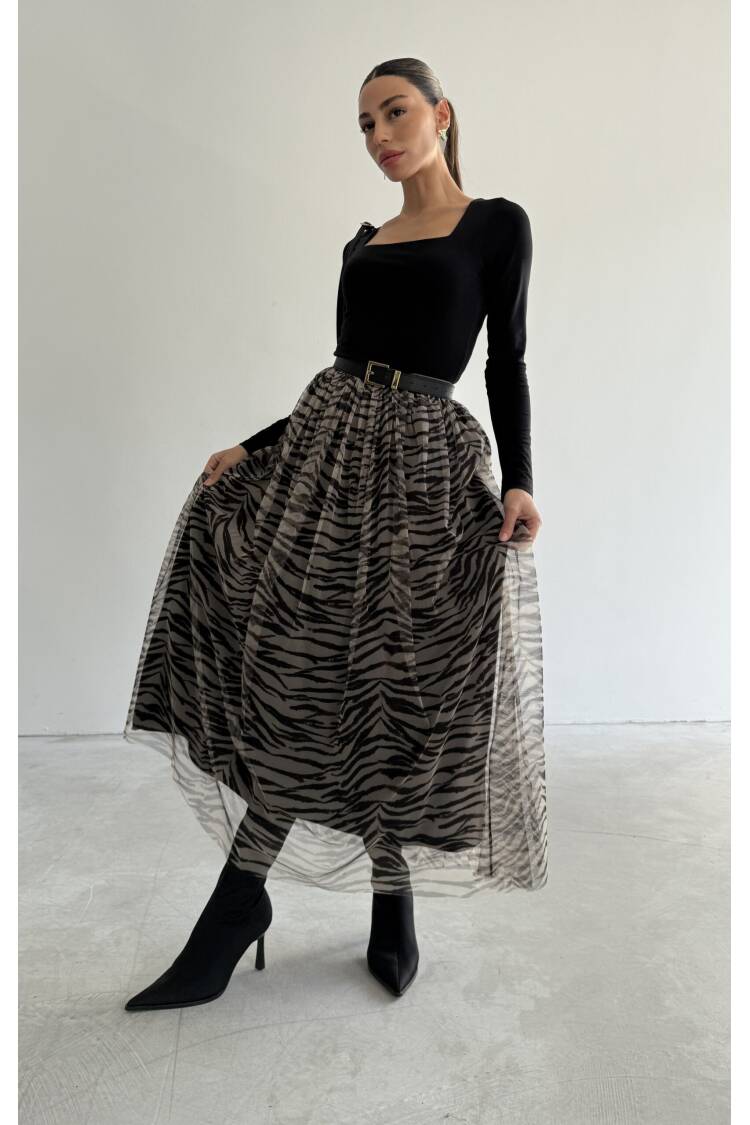 Tulle Maxi Skirt - Gray