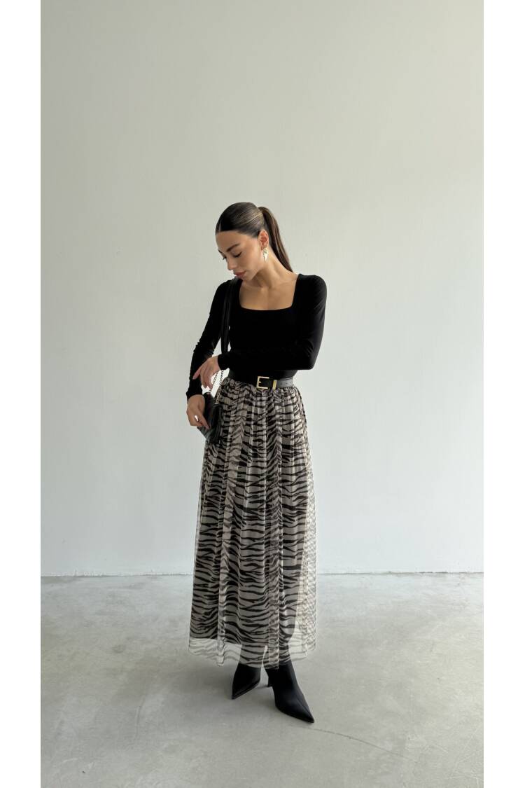 Tulle Maxi Skirt - Gray