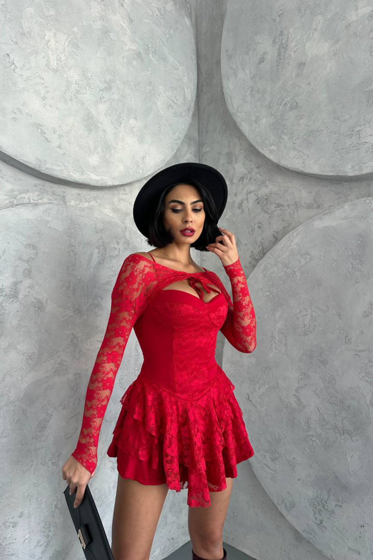 Bolero Detailed Guipure Princess Dress