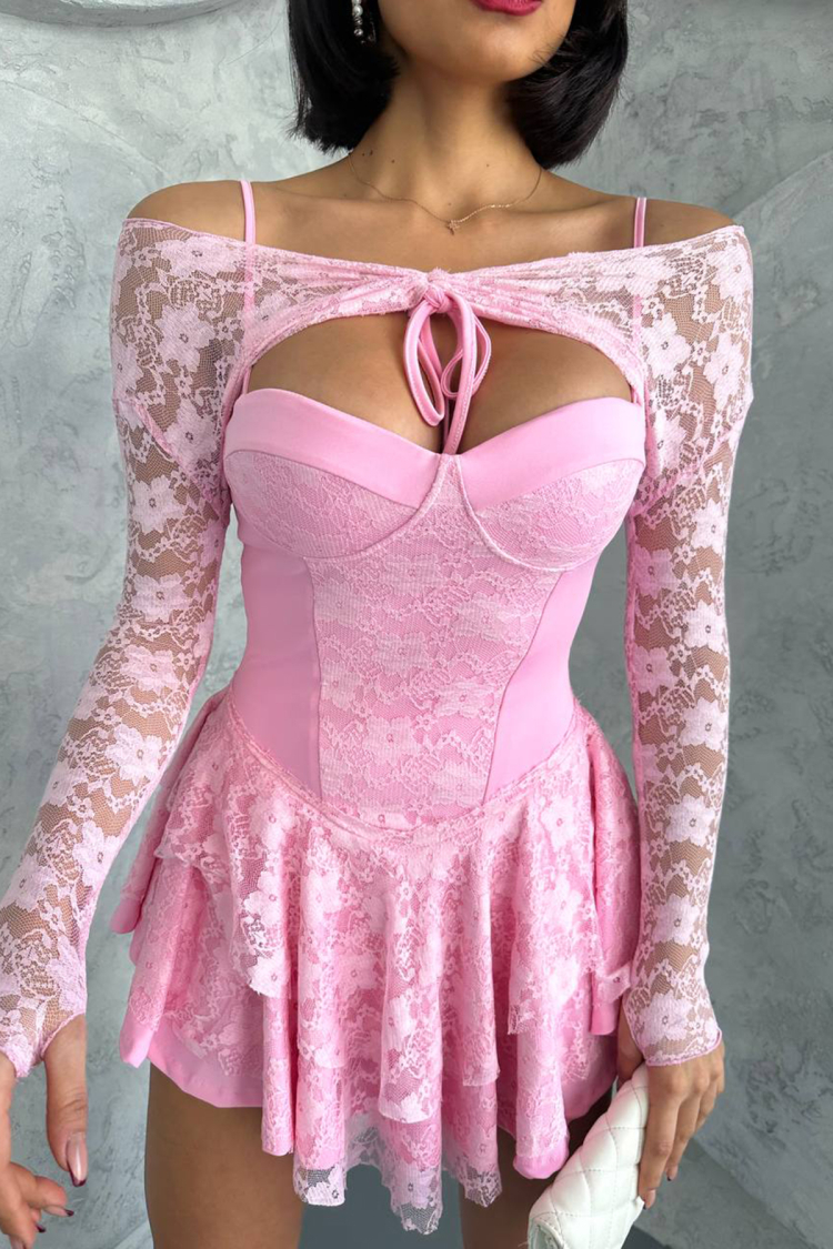 Bolero Detailed Guipure Princess Dress