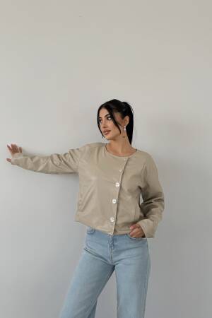 Double Breasted Leather Jacket - Radica Fashion - Globality Store - Women Clothes Wholesale Turkey