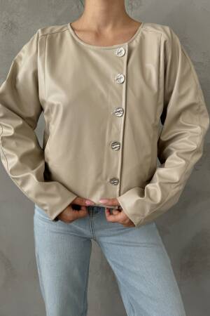 Double Breasted Leather Jacket - Radica Fashion - Globality Store - Women Clothes Wholesale Turkey