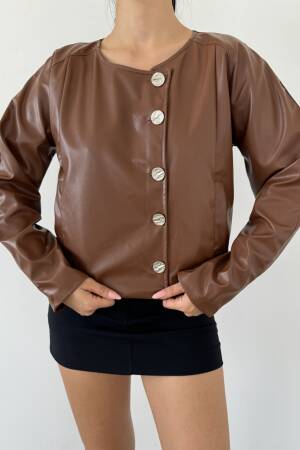 Double Breasted Leather Jacket - Radica Fashion - Globality Store - Women Clothes Wholesale Turkey