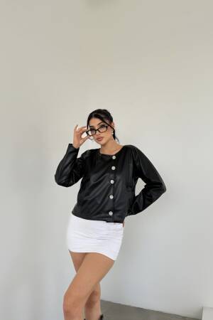 Double Breasted Leather Jacket - Radica Fashion - Globality Store - Women Clothes Wholesale Turkey