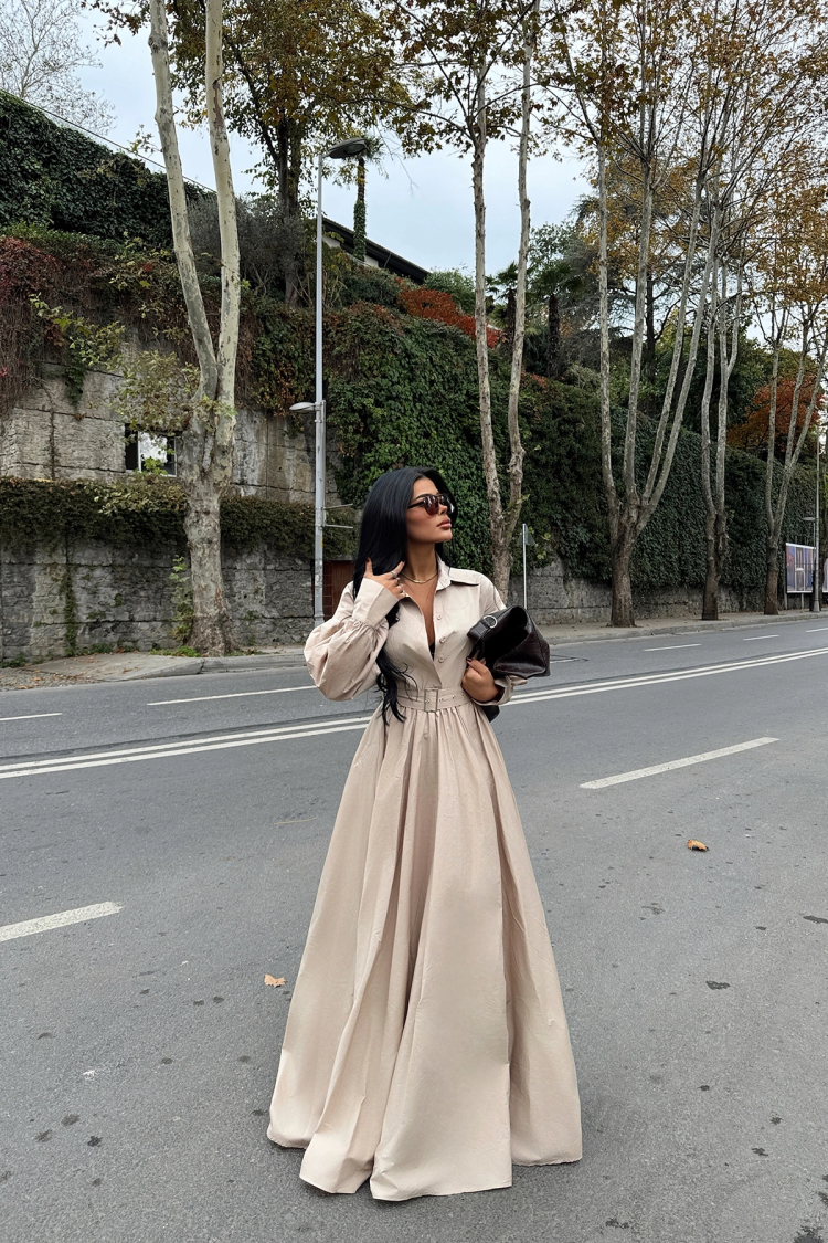 Belt Detail Long Dress