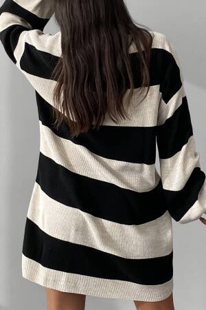 Striped Balloon Sleeve Dress - My Fashion - Globality Store - Women Clothes Wholesale Turkey