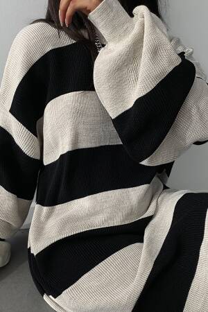 Striped Balloon Sleeve Dress - My Fashion - Globality Store - Women Clothes Wholesale Turkey