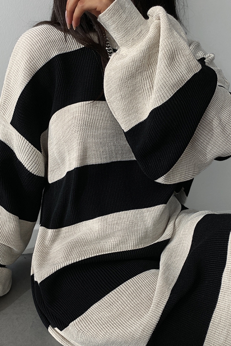 Striped Balloon Sleeve Dress