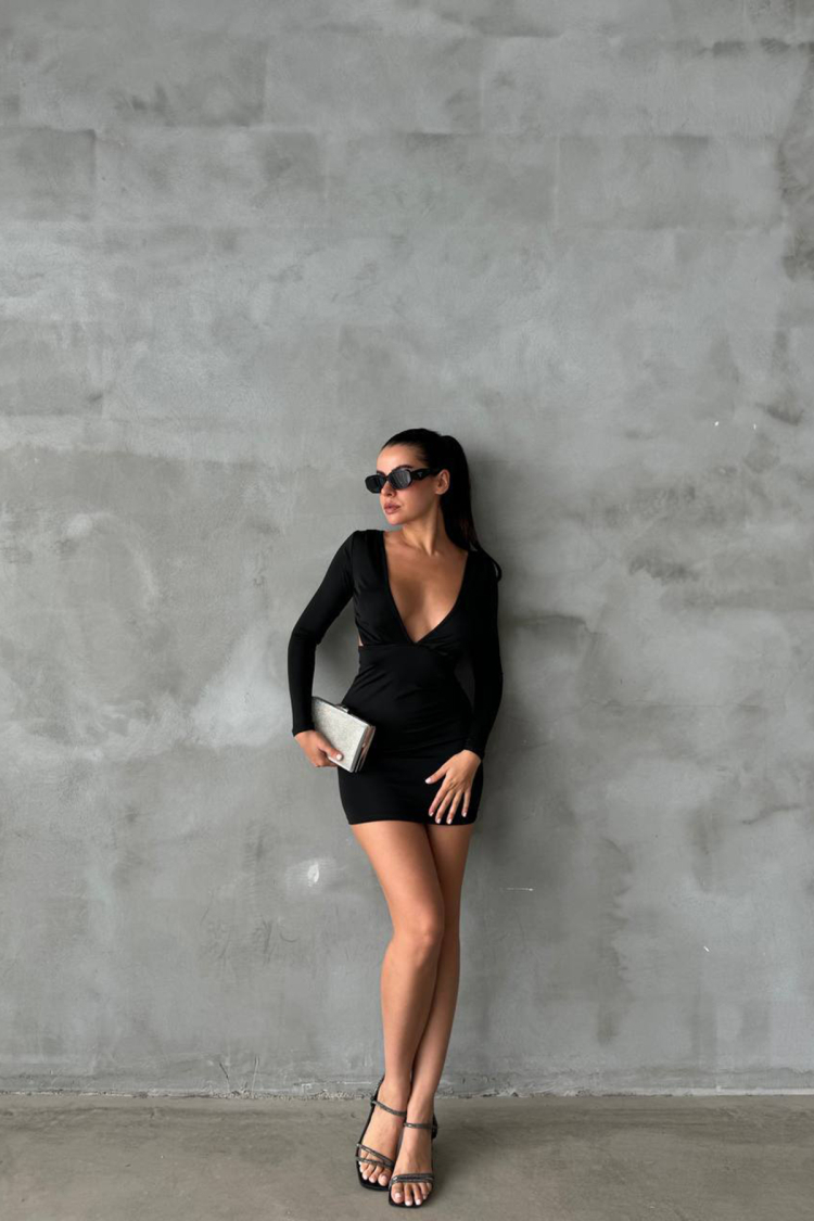 Mini Dress With Low Waist And Chest - Mode Roy - Globality Store - Women Clothes Wholesale Turkey