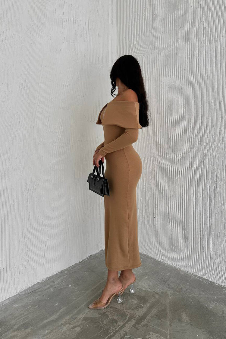 Madonna Collar Zipper Detailed Knit Dress