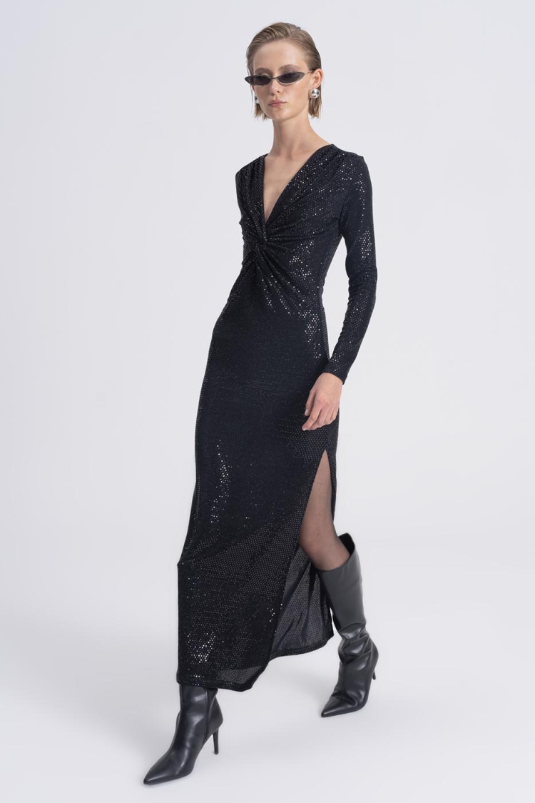 Sequined Twisted Maxi Dress