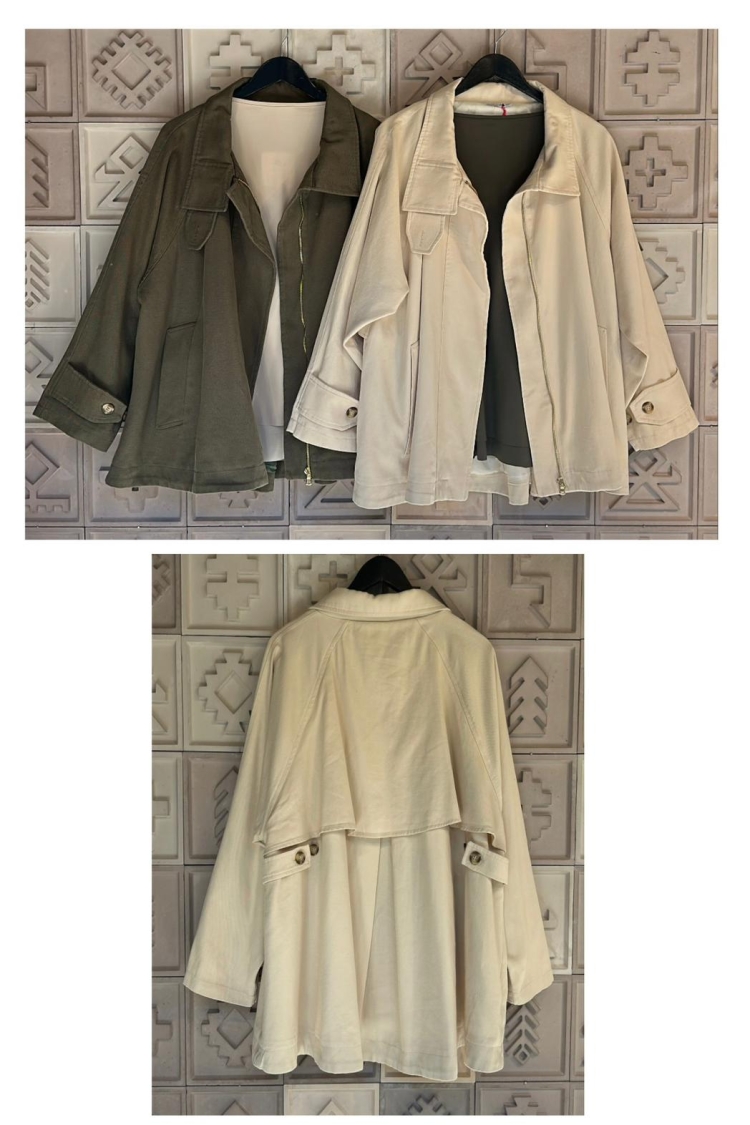 Short Gabardine Raincoat - Cream Rouge - Globality Store - Women Clothes Wholesale Turkey