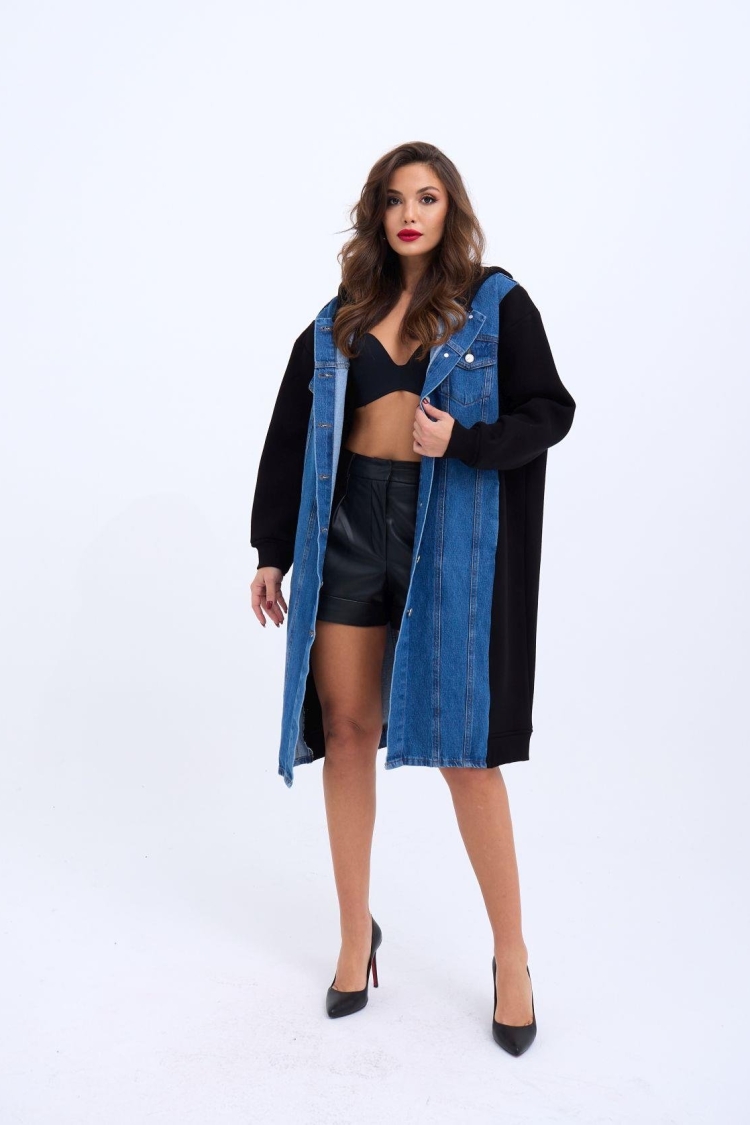 Long Denim Jacket - Fame - Globality Store - Women Clothes Wholesale Turkey
