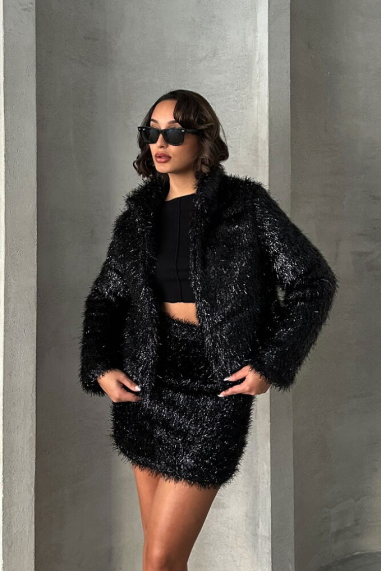 Glittery Fringed Coat - Topshow - Globality Store - Women Clothes Wholesale Turkey