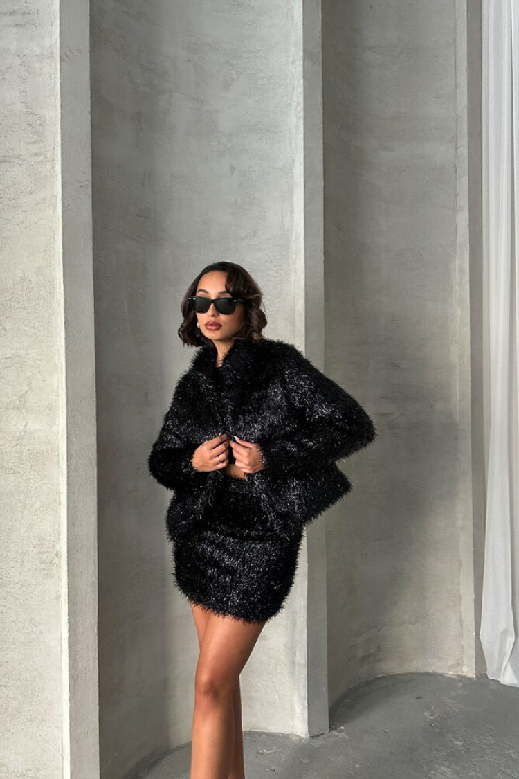 Glittery Fringed Coat