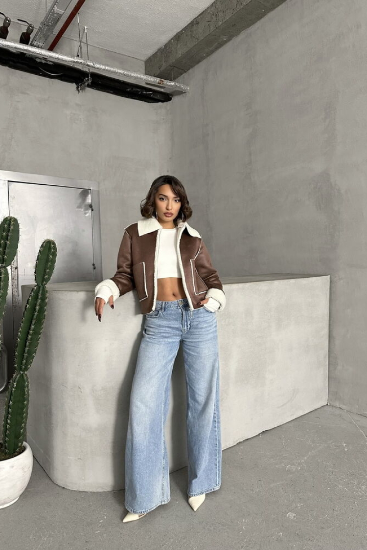 TanF1856 Suede Plush Coat