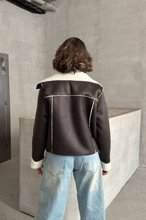 Cream F1856 Suede Plush Coat - Topshow - Globality Store - Women Clothes Wholesale Turkey