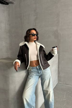 Cream F1856 Suede Plush Coat - Topshow - Globality Store - Women Clothes Wholesale Turkey