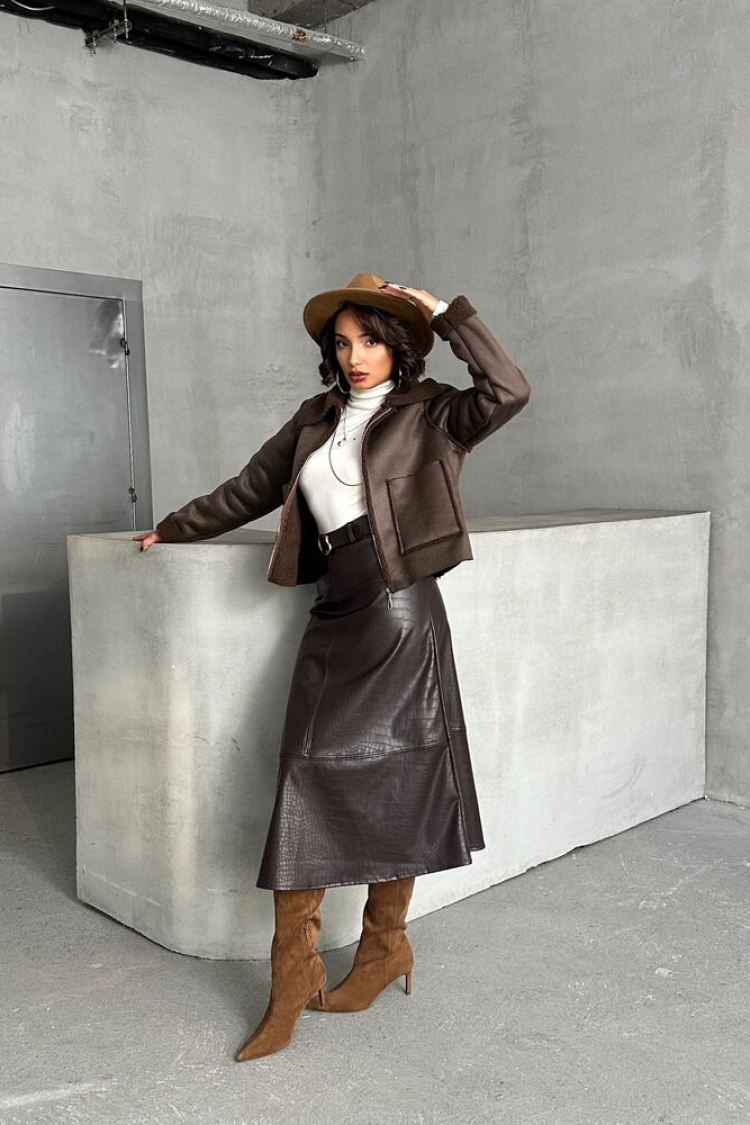 F1856 Suede Plush Coat