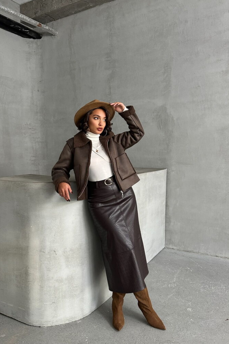 F1856 Suede Plush Coat