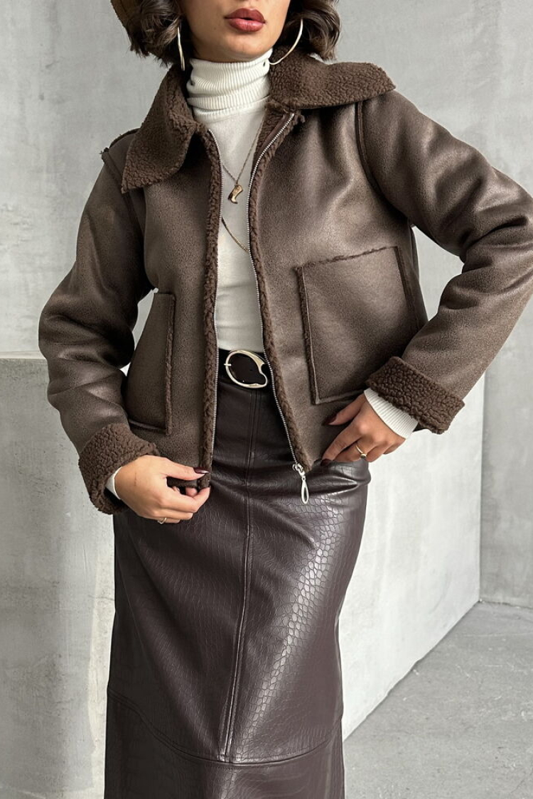 F1856 Suede Plush Coat
