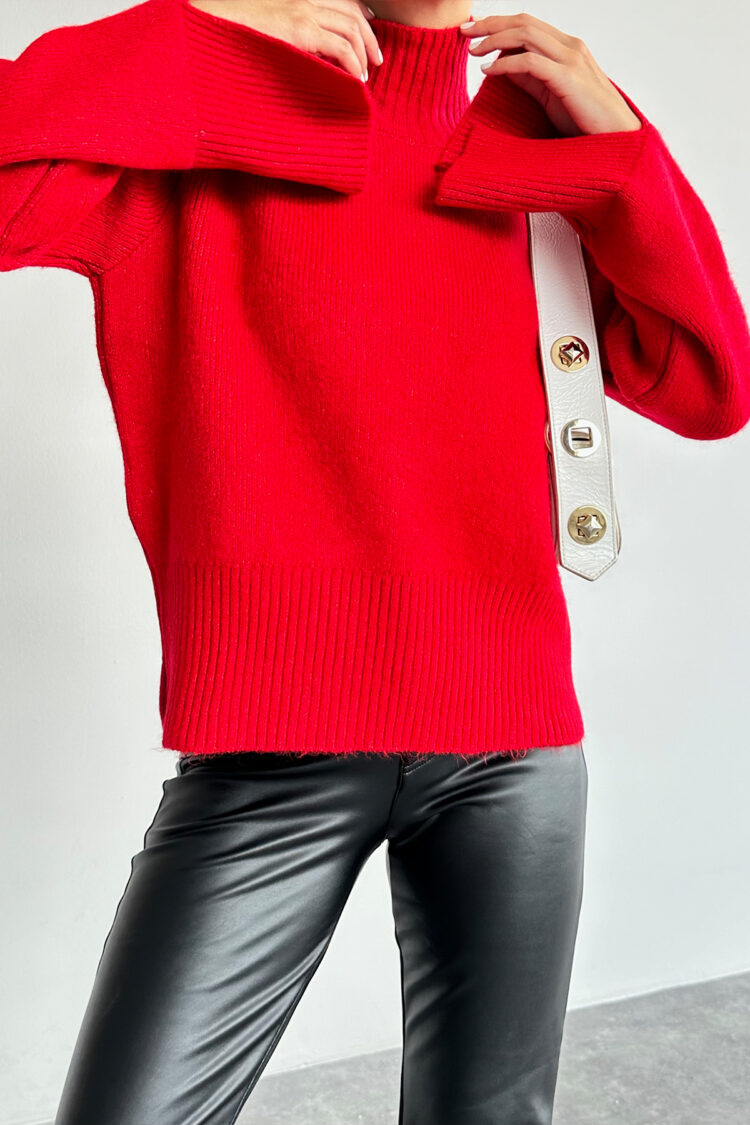 Knitted Sweater With Slit Sleeves