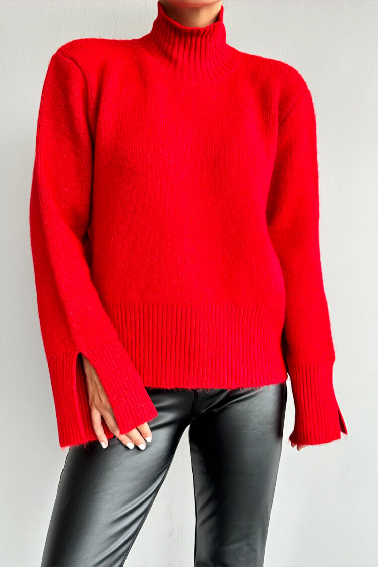 Knitted Sweater With Slit Sleeves - Qustyle - Globality Store - Women Clothes Wholesale Turkey