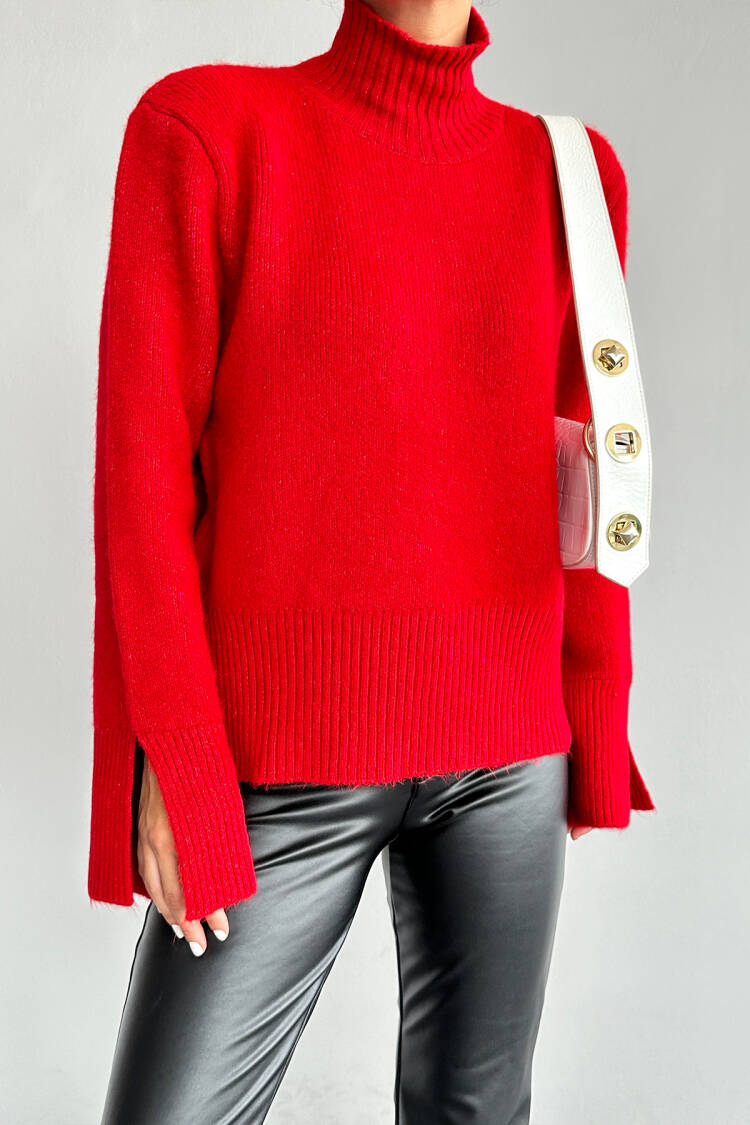 Knitted Sweater With Slit Sleeves
