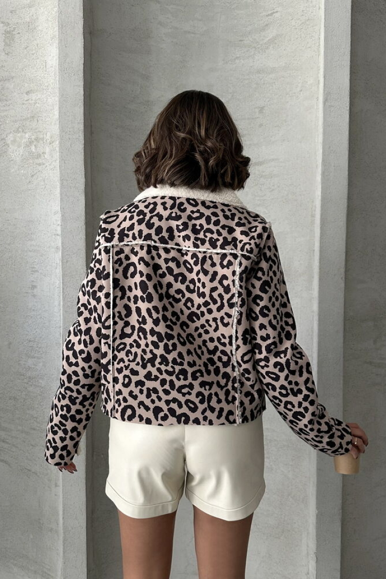 StoneLeopard Patterned Plush Coat