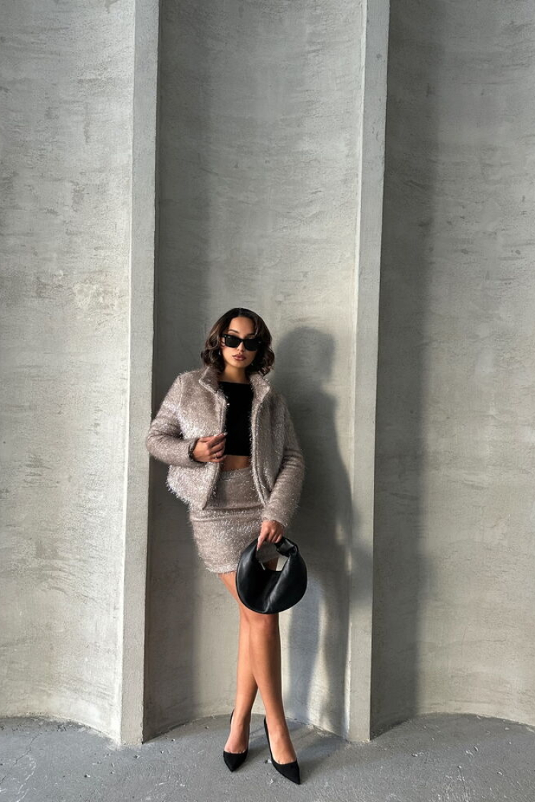 Glittery Fringed Wholesale Coat