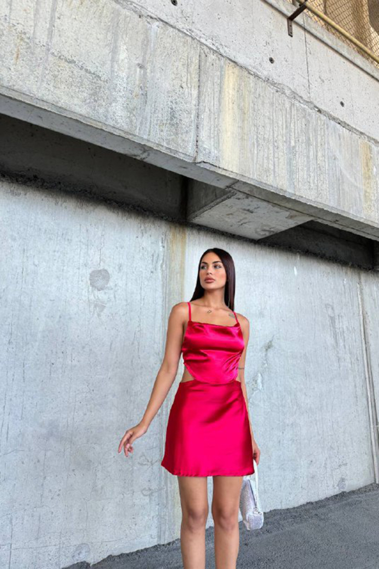 Backless Strapless Satin Dress - Mode Roy - Globality Store - Women Clothes Wholesale Turkey