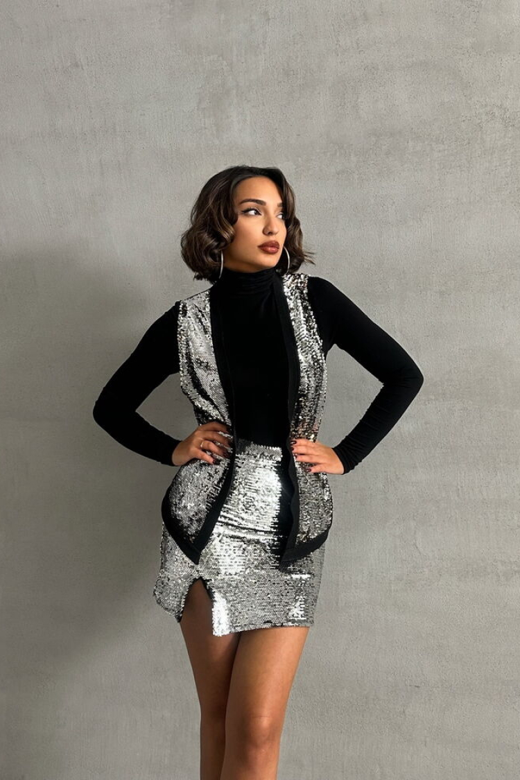 SilverSequined Wholesale Vest