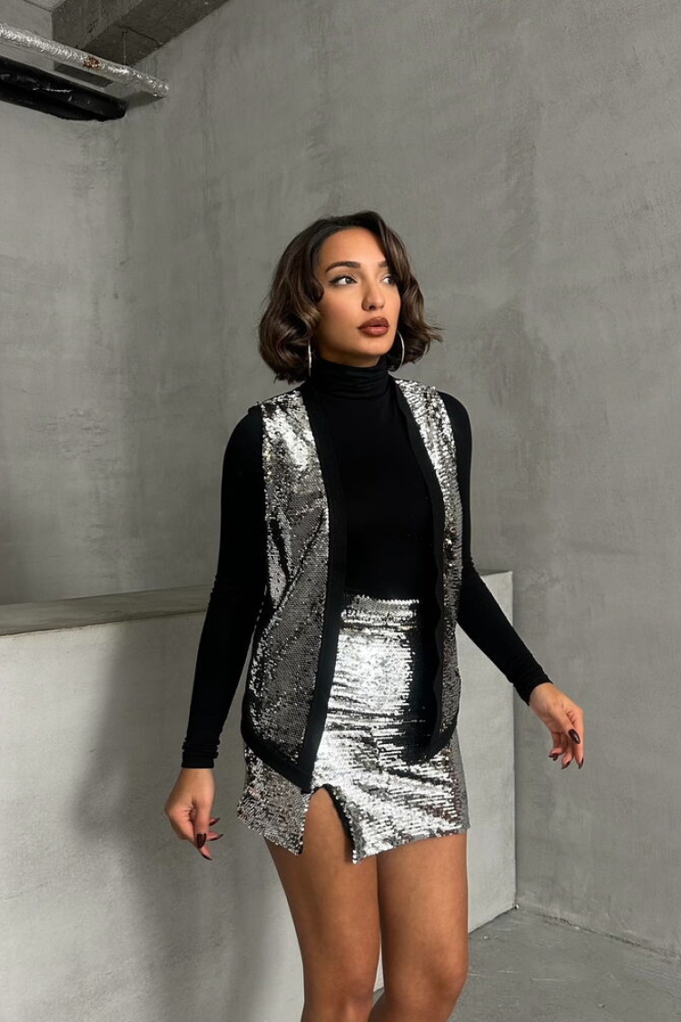 SilverSequined Wholesale Vest