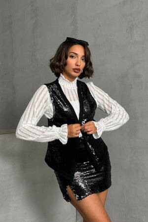 BlackSequined Wholesale Vest - Topshow - Globality Store - Women Clothes Wholesale Turkey