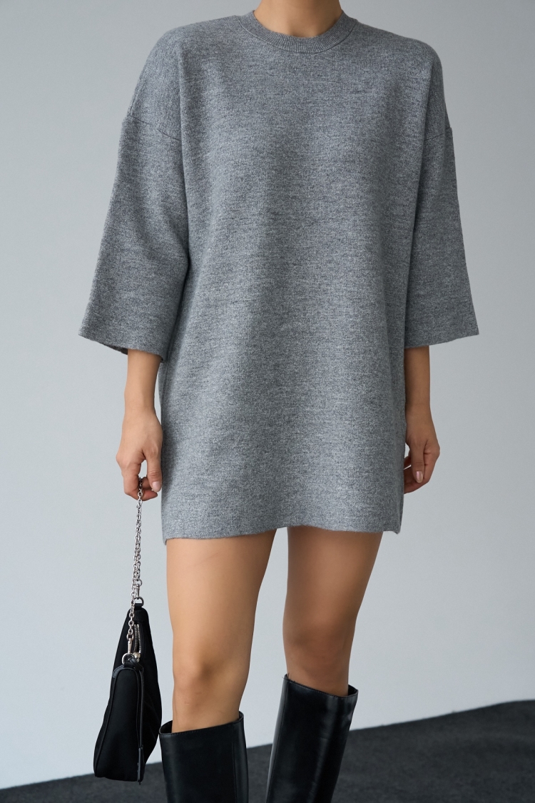 Plain Dress Without Darts - Gray