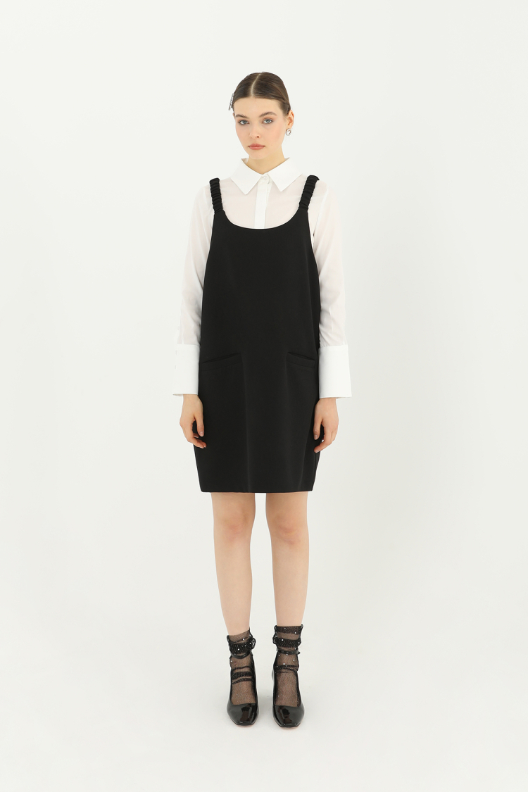 Women's Short Dress With Pleated Strap Detail - SOUL - Globality Store - Women Clothes Wholesale Turkey