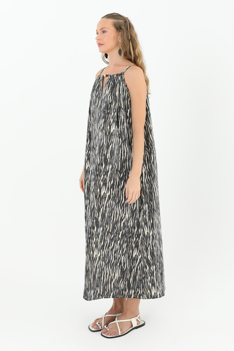 Women's Front Beaded Detailed Strapless Dress