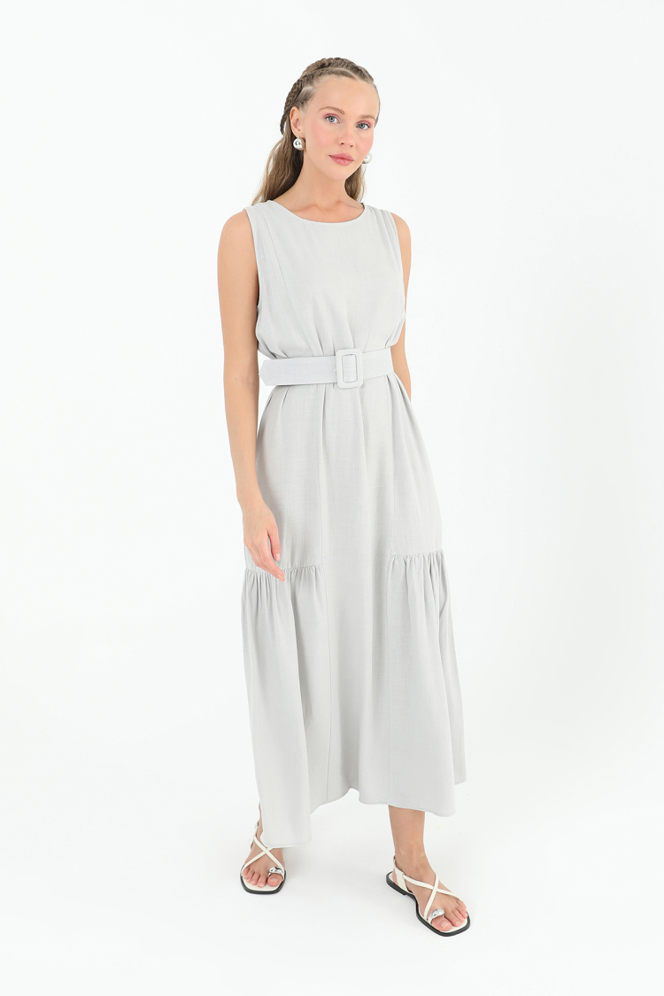 Women's Belted Linen Dress - SOUL - Globality Store - Women Clothes Wholesale Turkey