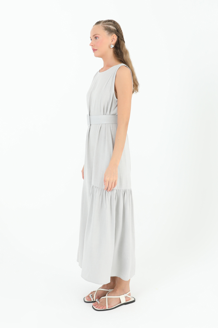 Women's Belted Linen Dress