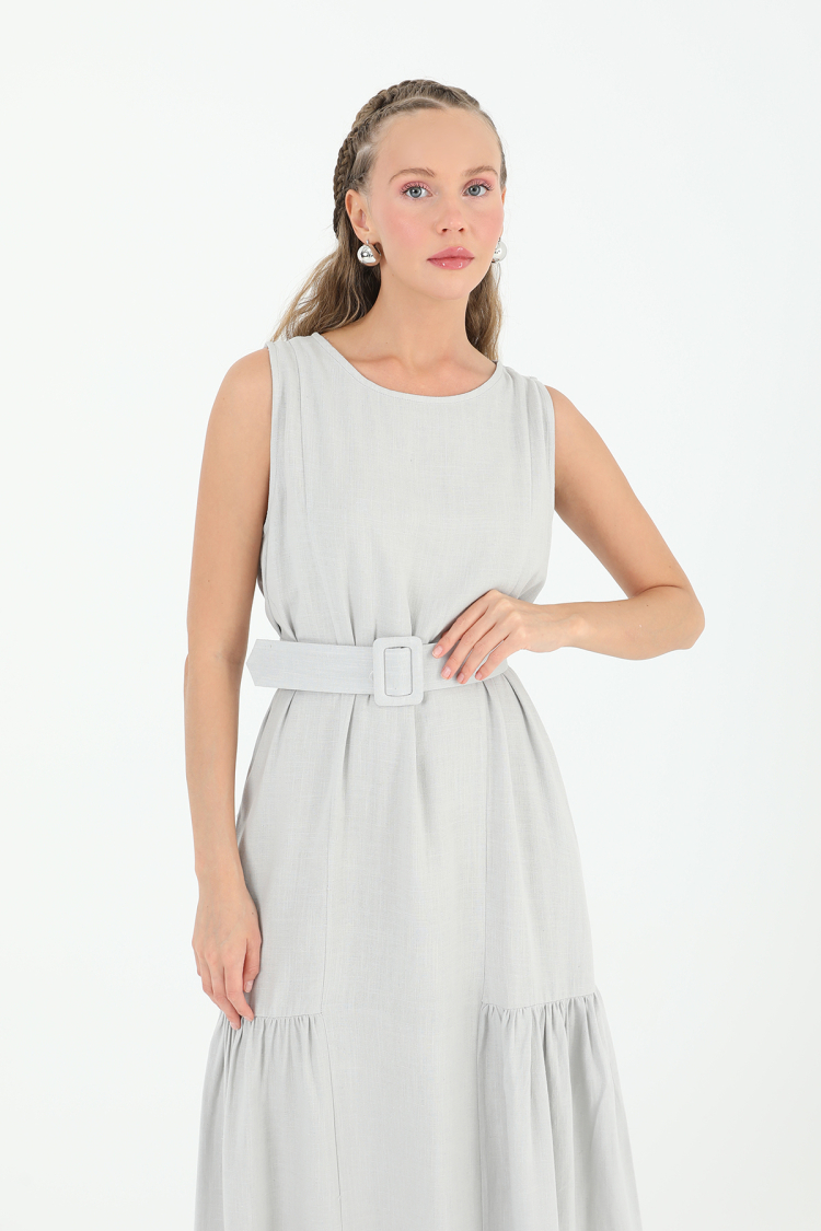 Women's Belted Linen Dress