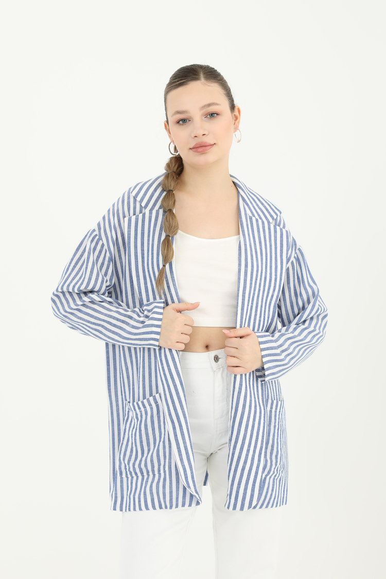 Women's Striped Linen Jacket