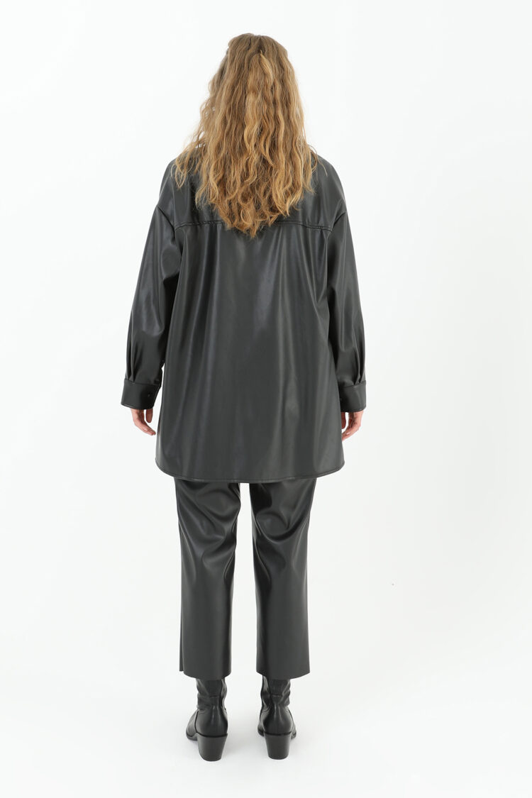 Women's Leather Shirt With Pockets